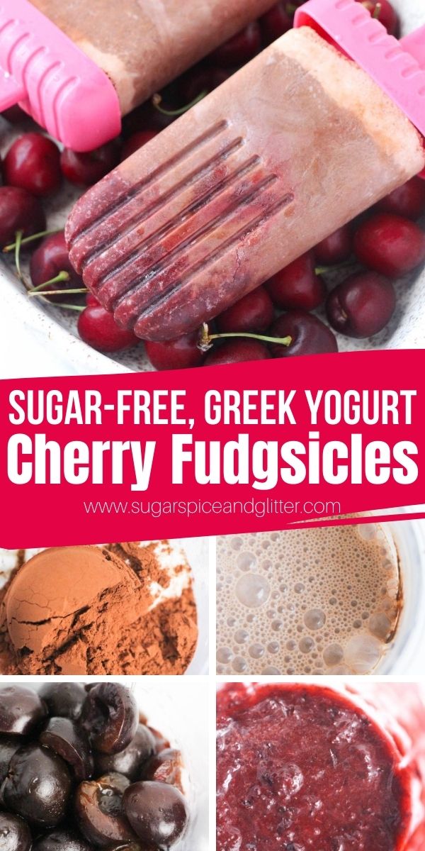 How to make homemade fudgesicles with greek yogurt and no added sugar. These Cherry Chocolate Popsicles are a rich and satisfying summer dessert the whole family will love