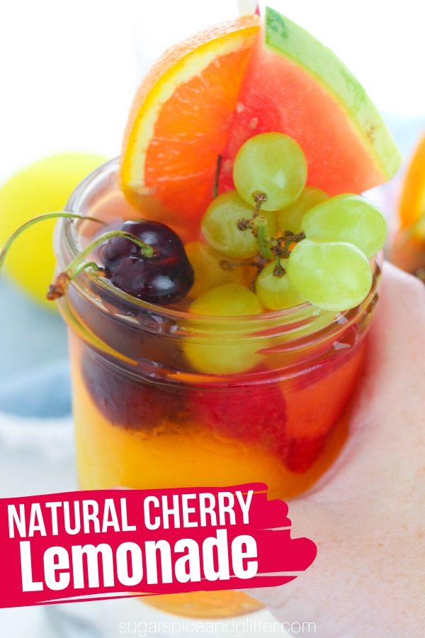 Tart, Sweet and Refreshing Cherry Lemonade Recipe. The perfect sugar-free lemonade recipe for your summer parties, BBQs or beach days - make sparkling or into a lemonade cocktail