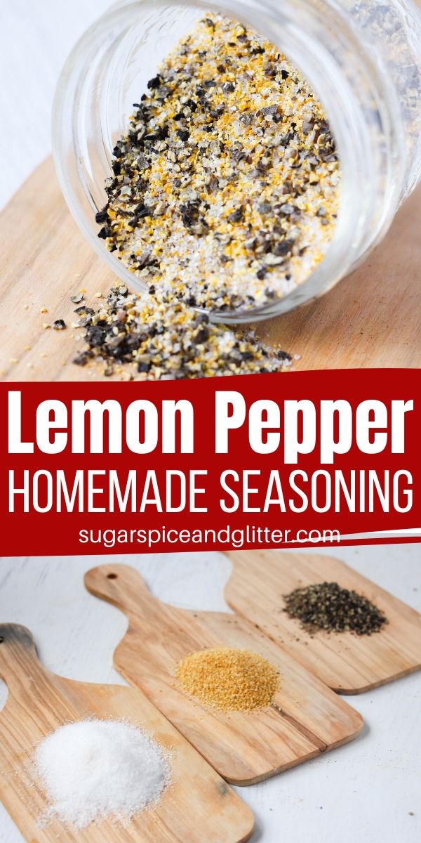 This easy Lemon Pepper Seasoning mix is so much cheaper than store-bought and allows you to skip all of the junk preservatives that conventional seasoning blends can contain. It also makes a great homemade kitchen gift for the foodie in your life