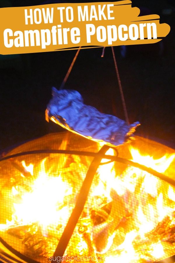 How to make popcorn over a bonfire - a step-by-step tutorial for this fun camping recipe. You can also make it for tailgating or any backyard party