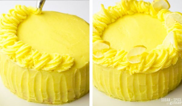 Process shot of making lemon cake