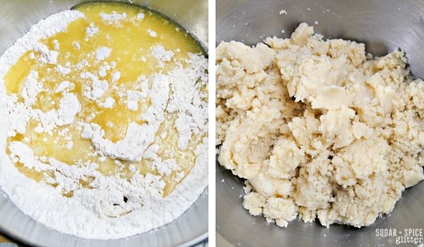 in-process images of how to make limoncello pie bars