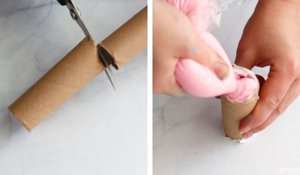 in-process images showing how to make sidewalk chalk