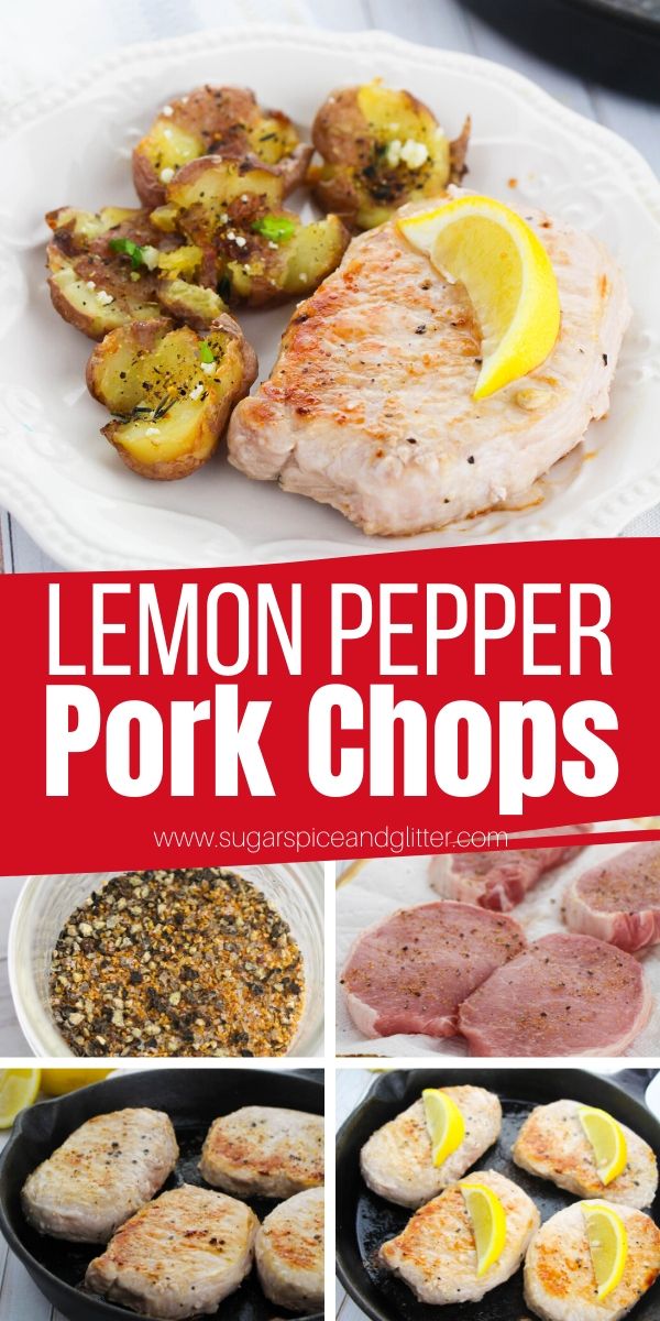 How to make lemon pepper pork chops - a delicious 4-ingredient meal the whole family will love! These juicy, flavorful pork chops are ready to serve in less than 15 minutes and can be grilled, baked or made in the skillet
