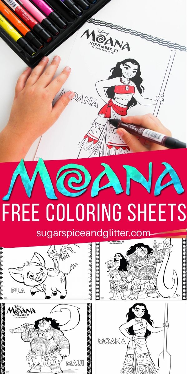 A simple Moana craft idea for kids - these Moana coloring pages are perfect for a Moana family movie night or just a quiet time activity for Moana fans