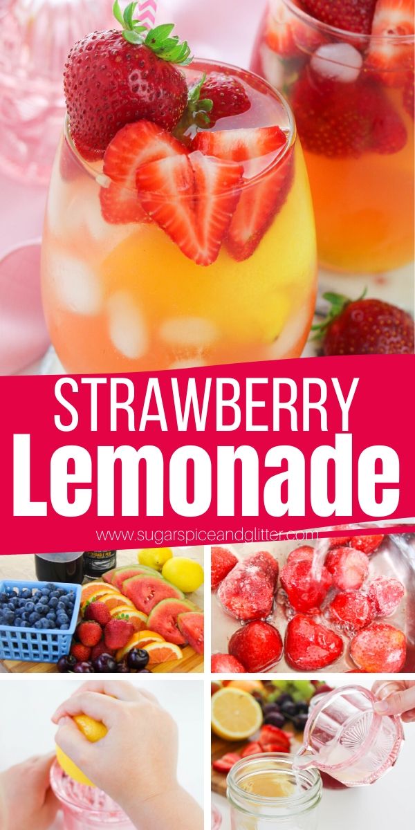 How to make the BEST Homemade Strawberry Lemonade with homemade strawberry syrup (sugar-free). Kids will love helping make this easy lemonade recipe