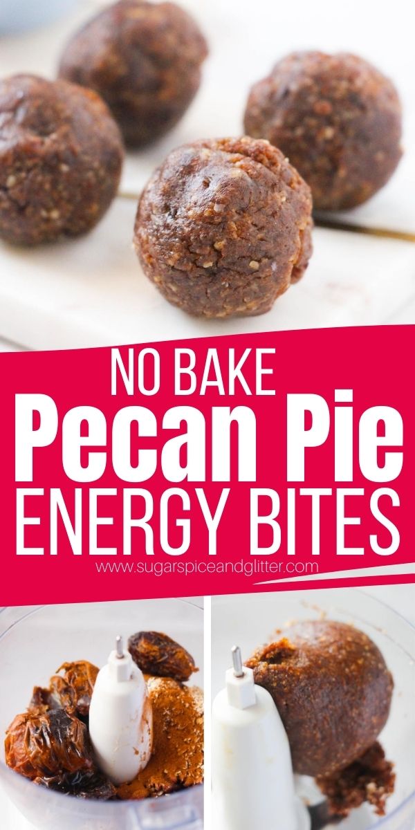 How to make no bake pecan pie energy bites - a delicious lunch box snack or afternoon treat that tastes just like pecan pie but helps you stick to your healthy eating goals while satisfying your sweet tooth