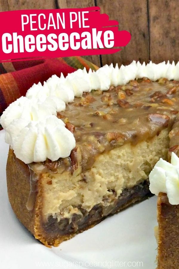 Two decadent desserts in one - this Pecan Pie Cheesecake is the ultimate fall dessert for Thanksgiving or a fall get-together with friends. Totally indulgent and decadent but deceptively simple to make