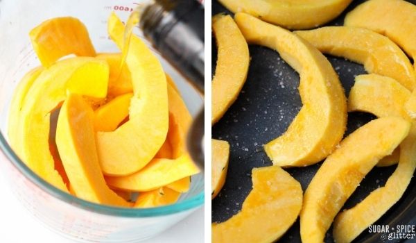 in-process images of how to make acorn squash fries