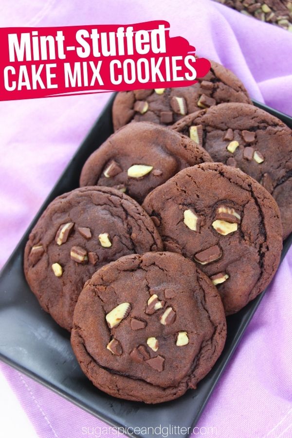 A tender chocolate cake mix cookie stuffed with a peppermint patty, for an indulgent, refreshing treat. The perfect double chocolate cookie recipe for the mint chocolate fans in your life.