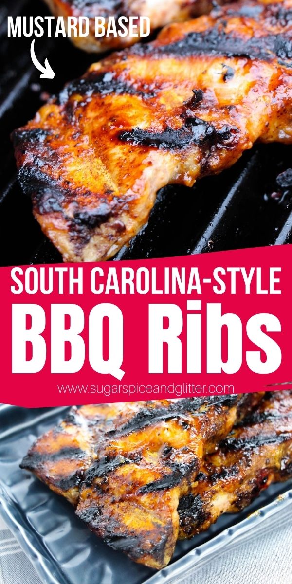 Tangy, tart and savoury South Carolina Ribs made with homemade Carolina Gold BBQ Sauce, a mustard-based BBQ sauce with amazing depth of flavor. Plus tips on how to cook ribs in less than an hour!