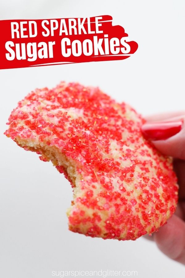 How to decorate sugar cookies with sugar crystals, resulting in glittery cookies with a delicious crunchy exterior and soft, pillowy interior that just melts-in-your-mouth.