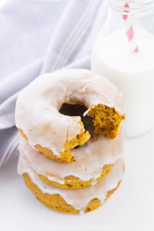 Baked Pumpkin Donuts with Crunchy Vanilla Glaze