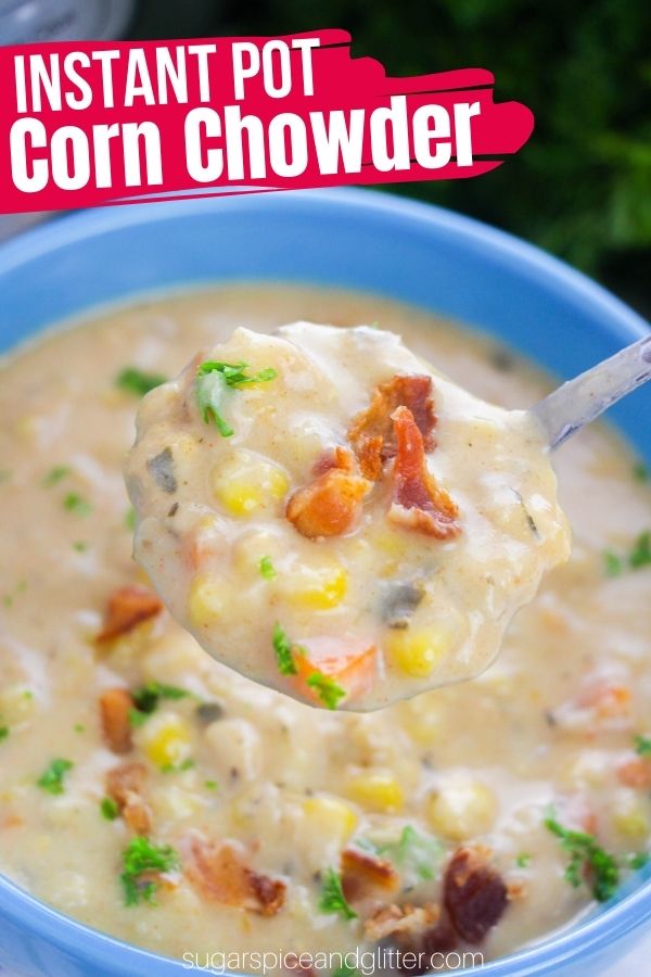 This easy Corn Chowder with Bacon is made completely in the Instant Pot, for a 20 minute meal that your whole family will love