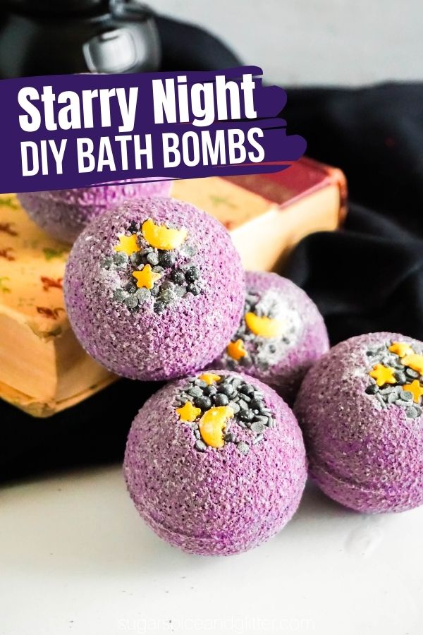 Magically transform your bath using these DIY Starry Night Sky Bath Bombs - so incredibly easy to make and so much fun to use!