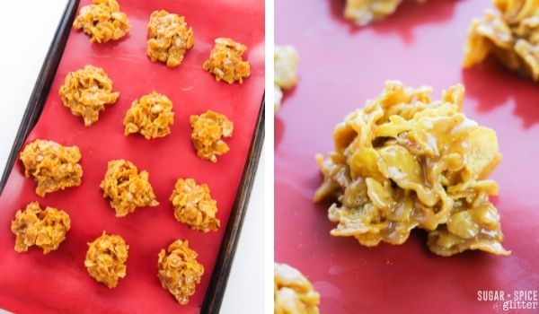 in-process images of how to make cornflake cookies