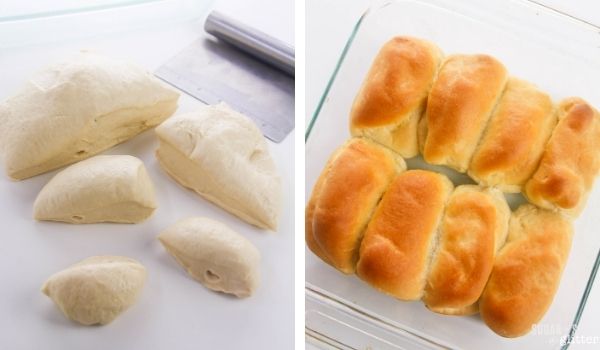 in-process images showing how to make Texas Roadhouse rolls