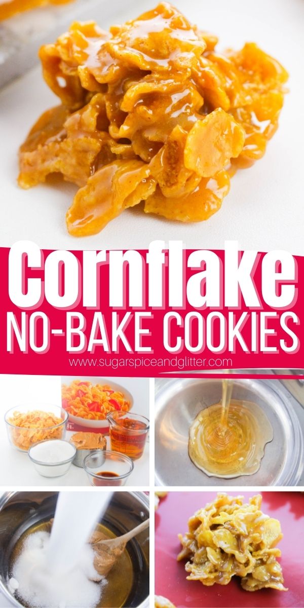 No Bake Cornflake Cookies are a crunchy sweet treat everyone will love, and the perfect way to take this boring breakfast staple into dessert. The perfect crunchy no bake cookie for any occasion.
