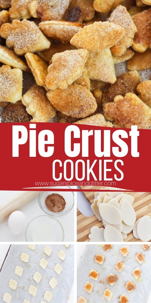 How to make pie crust cookies using just 5 ingredients - and ready in less than 15 minutes! These tender, flakey and buttery cookies are the perfect way to use up leftover pie crust - but they are so good, you'll want to make a separate batch!
