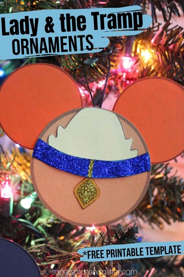 Grab our free printable template to make your own Lady and the Tramp Ornaments to add some Disney magic to your Christmas decor. Our template can also be used to make personalized ornaments for your favorite dog or cat.