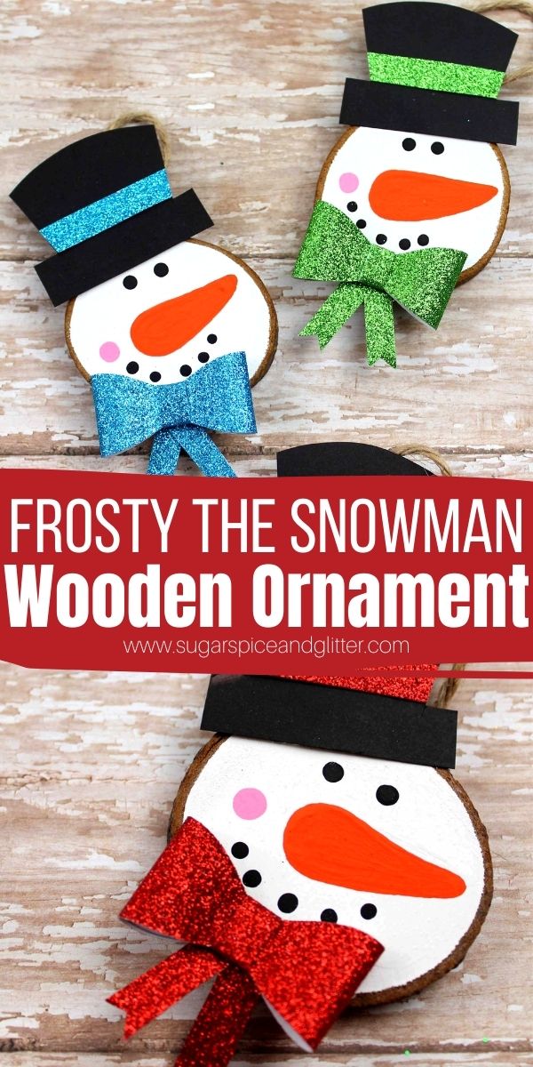 Frosty the Snowman Wooden Slice Ornament ⋆ Sugar, Spice and Glitter