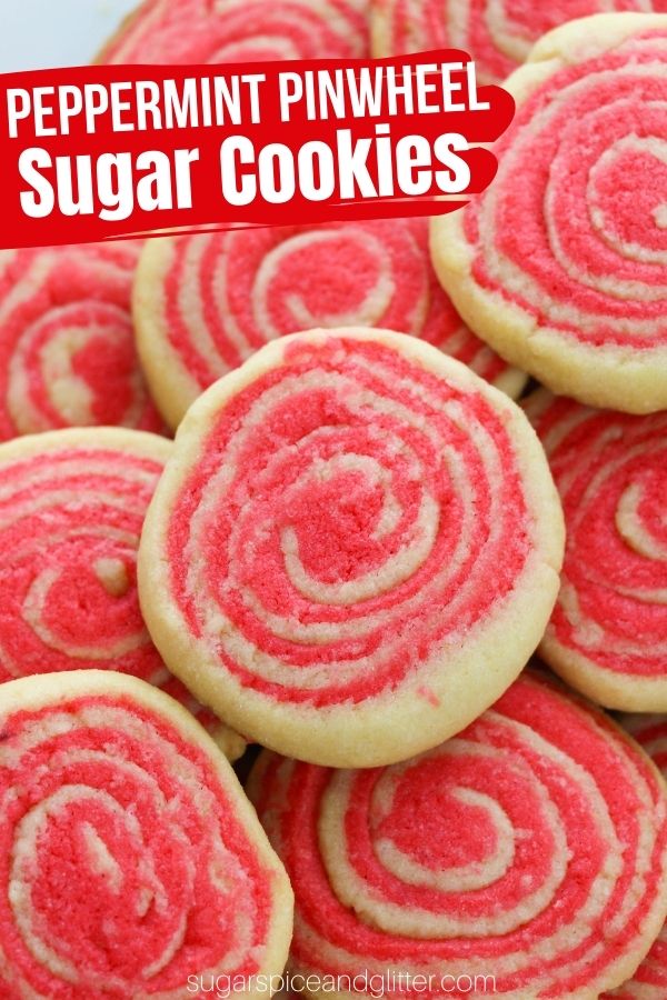 These peppermint pinwheel cookies are super easy to make and have a light peppermint-vanilla flavor that just melts-in-your-mouth. Add a simple sugar cookie glaze (recipe included in the post) to make these cookies glossy, just like real peppermint candies