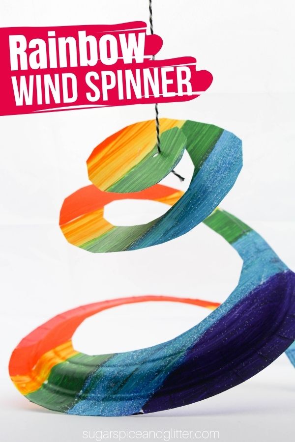 A fun and easy paper plate craft for kids, these rainbow wind spinners or whirligigs are super simple to make and are absolutely mesmerizing for young kids to watch as they twist and twirl in front of a window. There are so many unique ways you can decorate your own DIY wind spinners.