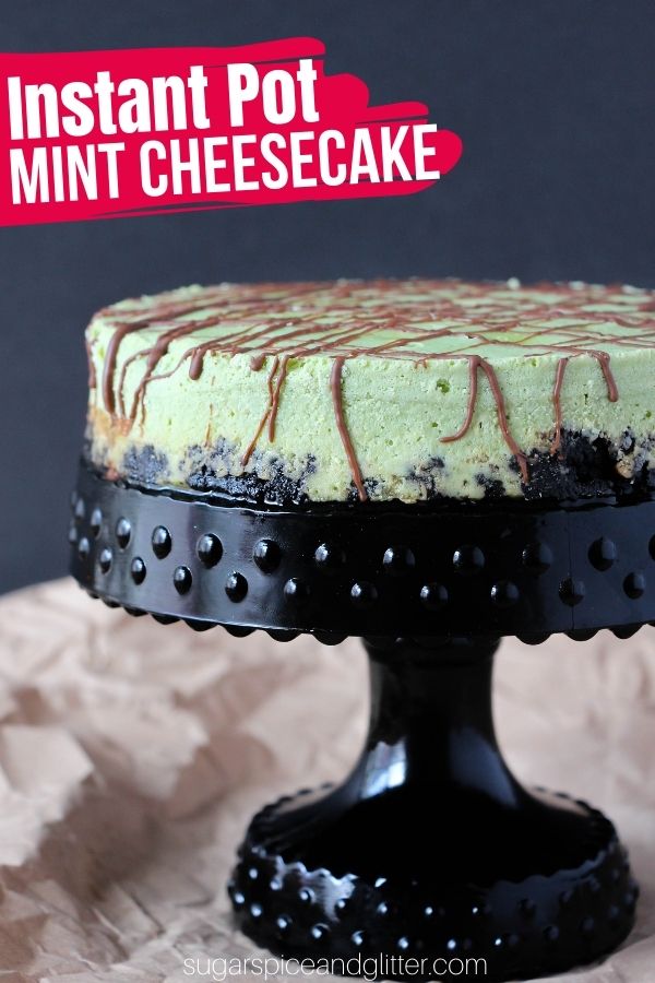 A creamy, rich and decadent mint chocolate chip cheesecake cooked entirely in the instant pot. This set and forget recipe is super simple and even better than most baked cheesecakes thanks to even steam-cooking.