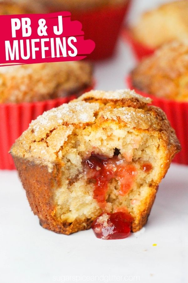 A tender peanut butter muffin with a juicy jam filling, these super simple PB&J Muffins are a delicious twist on a classic flavor profile. A great recipe to have the kids help make or surprise them for a special snack.