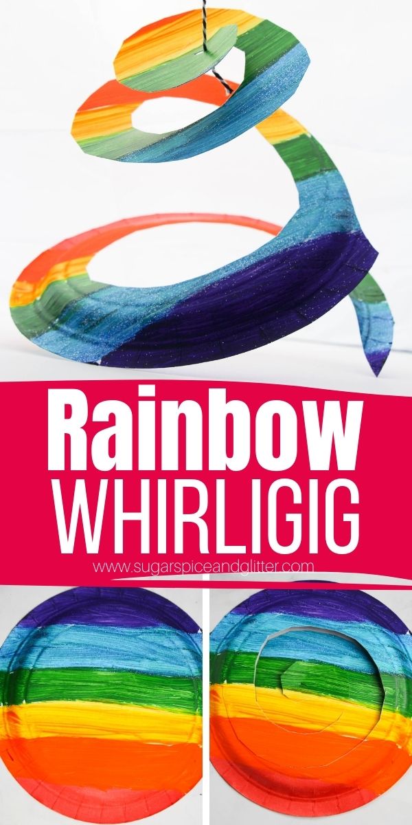 How to make rainbow paper plate wind spinners. A twisty, twirly whirligig that will mesmerize the kids as it catches gusts of winds - there are so many fun ways to decorate your own wind spinners