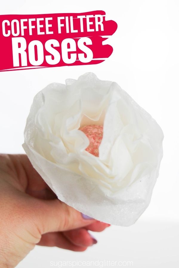 A fun Valentine's craft using coffee filters and lollipops. These coffee filter roses are super simple to make and can be customized with different centers, painting the coffee filters, etc.