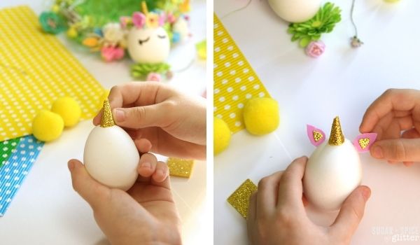 in-process images of how to make Unicorn Easter Eggs
