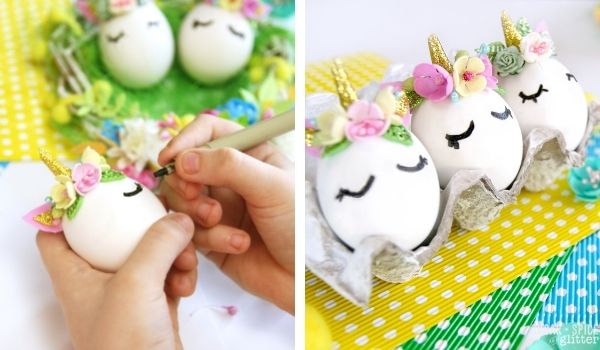 in-process images of how to make Unicorn Easter Eggs