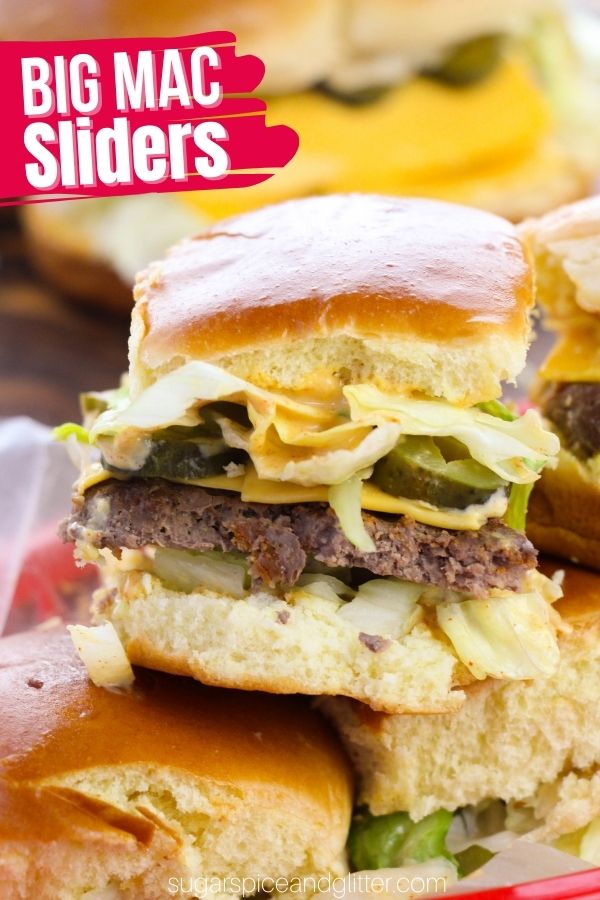 These Big Mac Sliders may be mini but they are still big on flavor! A miniature version of the classic "two all beef patties, special sauce, lettuce, cheese, pickles, onions on a sesame seed bun" that you can make at home, skipping the drive-thru and saving a good chunk of change in the process.