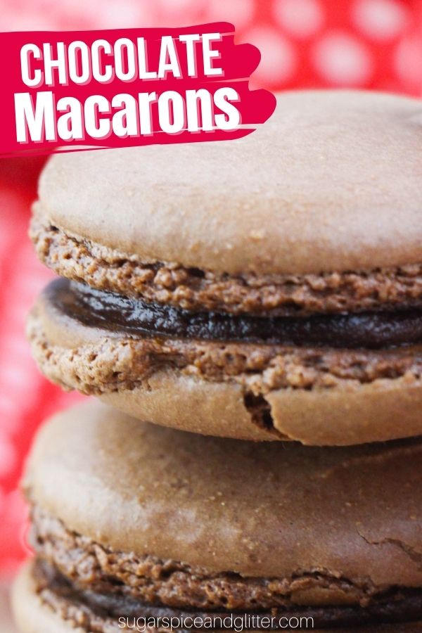 A super simple step-by-step tutorial for making the perfect chocolate macarons with luscious chocolate ganache filling. These double chocolate macarons are incredibly decadent and reminiscent of a brownie with it's rich chocolate flavor and combination of crispy and soft textures.