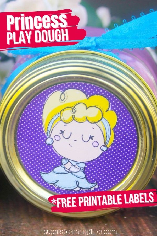 A super soft and squishy homemade play dough packaged to be the perfect gift for a little princess! This princess play dough mason jar gift is a thoughtful homemade gift that will encourage hours of creative sensory play.