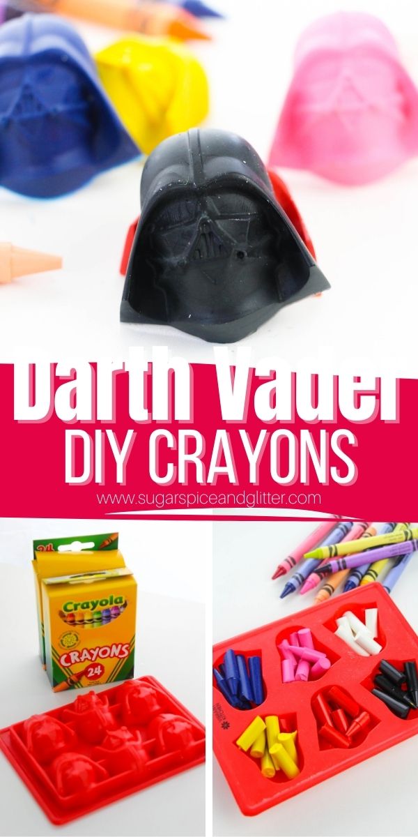 How to make DIY Darth Vader Crayons - a fun gift for a little Star Wars fan and a great Star Wars birthday party goody gift.