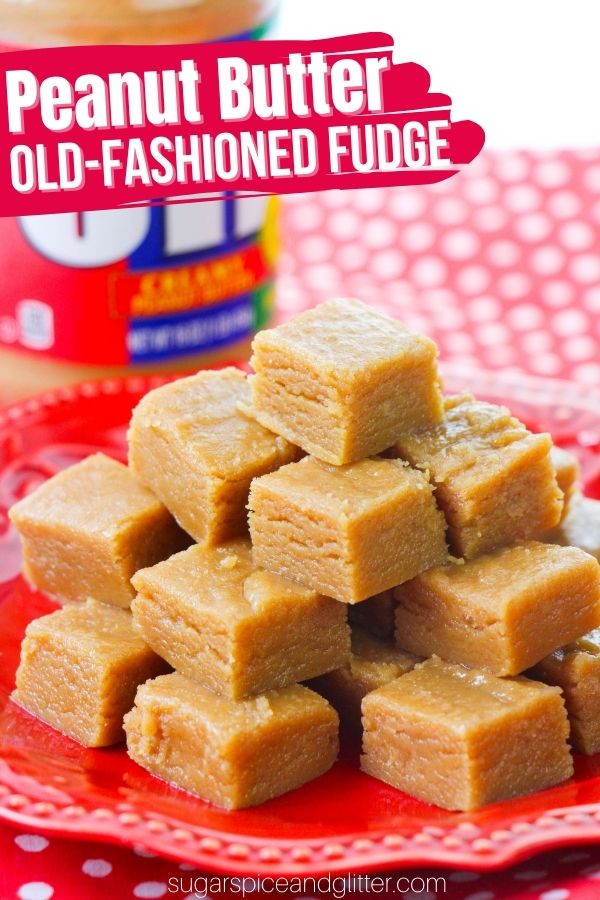 A quick and easy recipe for old-fashioned peanut butter fudge with homemade marshmallow cream! This recipe is decadent, sweet and has that perfect texture just like old-fashioned candy shop fudge