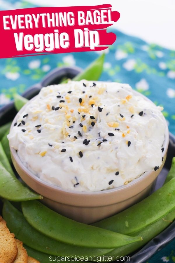 A rich, creamy and tangy Everything Bagel dip perfect for veggies, pita bread, pretzels or crackers or use as a delicious sandwich spread. The ultimate veggie dip for brunch or Everything Bagel fans.