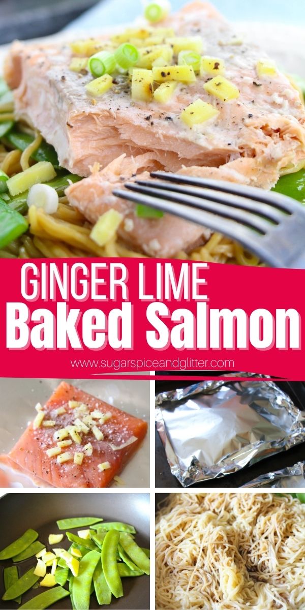 An easy baked salmon recipe with bold flavours, this ginger lime salmon is a tart and tangy salmon recipe with the perfect hint of heat. It's perfect when you want a light, healthy meal without sacrificing flavor.