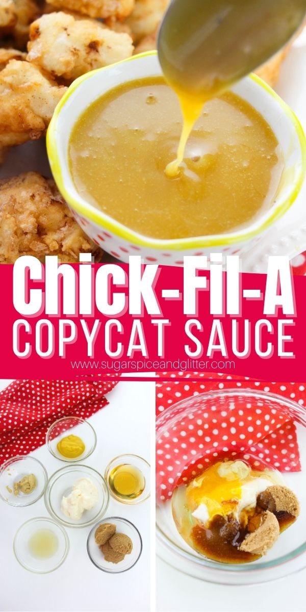 How to make homemade chickfila sauce using just 6 ingredients! This creamy, tangy and sweet chickfila sauce is the perfect homemade chicken nugget dip or use as a spread on a chicken sandwich