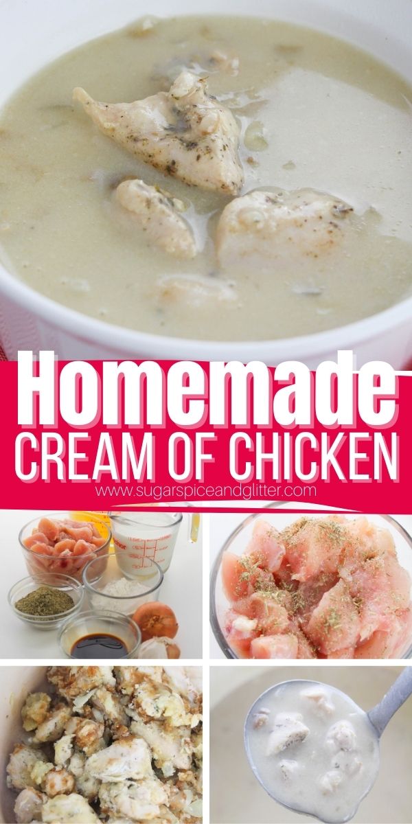 Today's homemade cream of chicken soup recipe is thick, rich, creamy, silky, flavorful and wonderfully hearty. It has an amazing depth of flavor that no canned version can come close to and only takes 20-25 minutes to prepare.