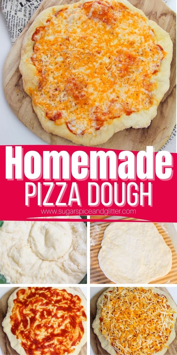 A super easy Homemade Pizza Dough recipe that kids can make, today's simple pizza recipe is perfect for a fun family night or even a kids' party activity. This six-ingredient pizza dough can be used for everything from pizzas to calzones - or even to make your own homemade cheese sticks!