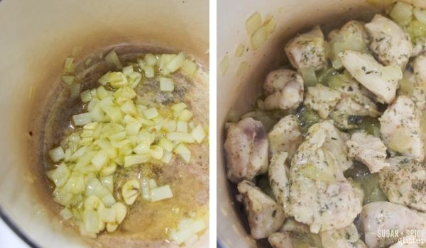 in-process images of how to make homemade cream of chicken soup