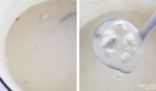 in-process images of how to make homemade cream of chicken soup