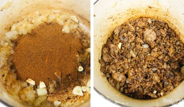 in-process images of how to make beef goulash
