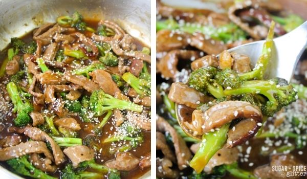 in-process images of how to make beef and broccoli