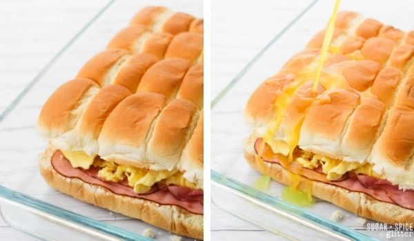 in-process images of how to make breakfast sliders