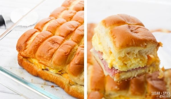 in-process images of how to make breakfast sliders