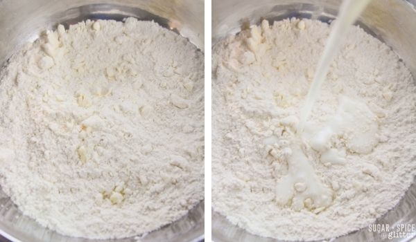 in-process images of how to make honey buttermilk biscuits